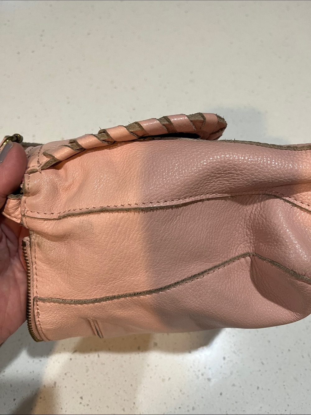 The Sak Blush Pink Leather Crossbody with Braided Flap - Picture 7 of 8